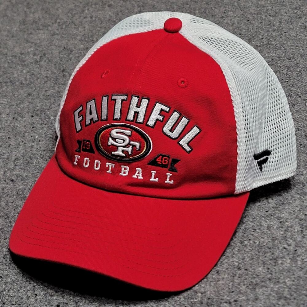 San Francisco 49ers Cap Hat Mens Red White '47 Niner Faithful Trucker Snapback